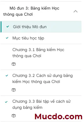 Đáp án module 3 Học thông qua chơi 1 Đáp án module 3 Học thông qua chơi 1
